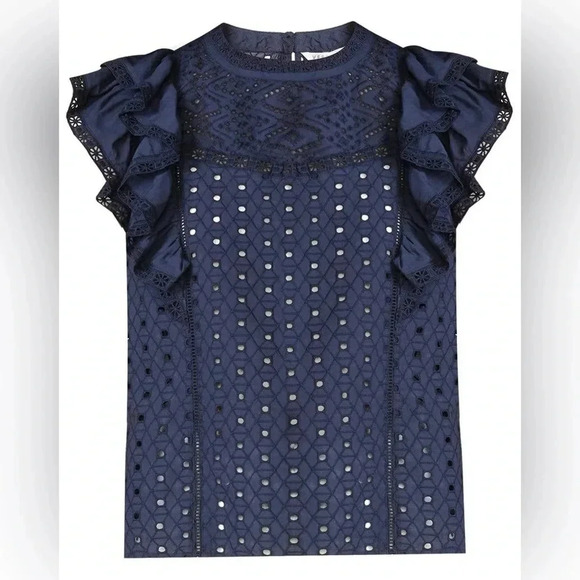 veronica beard
JIE EYELET TOP - NAVY - Picture 2 of 6